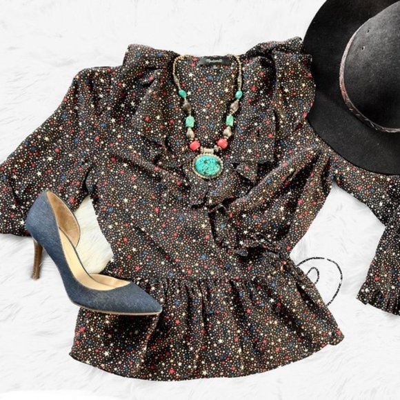 Madewell Silk Blouse Starry Night Size XS - Picture 6 of 15